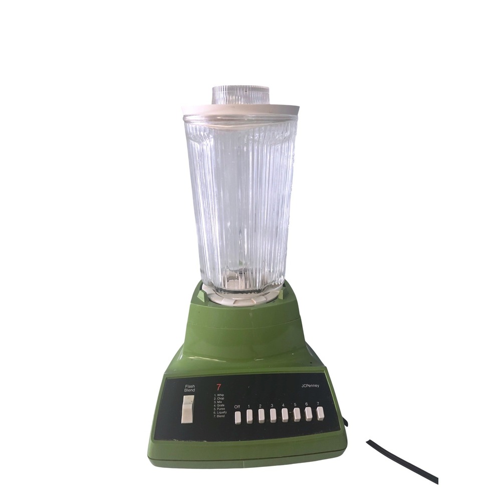 Vintage JCPenney 7-Speed Blender Avocado Green Glass Jar Model‎ 5890 MCM Retro